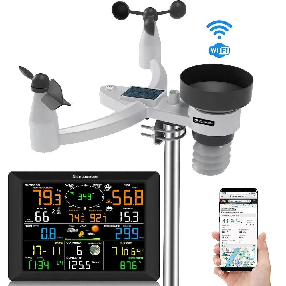 20-In-1 Wi-Fi Weather Station with Digital Display for Temperature, Humidity, Wind Speed Direction, Rainfall