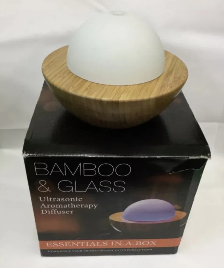 Bamboo and Glass Ultrasonic Aromatherapy Diffuser Relaxing Healthy