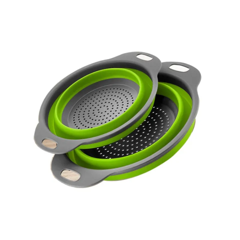 Foldable Silicone Colander Fruit Vegetable Washing Basket Strainer Strainer Collapsible Drainer With Handle Kitchen Tools