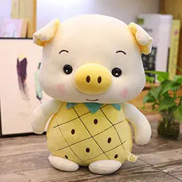 Fruity White Kawaii Bunny Piggy Stuffed Animals Plushies