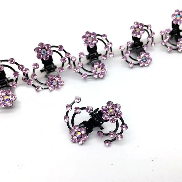 LNRRABC  6 Pcs/Set Rhinestone Flower Hair Clips Clamp Women Lady Hair Claws Bridal Jewelry Hair Accessories Barrettes Hairpin