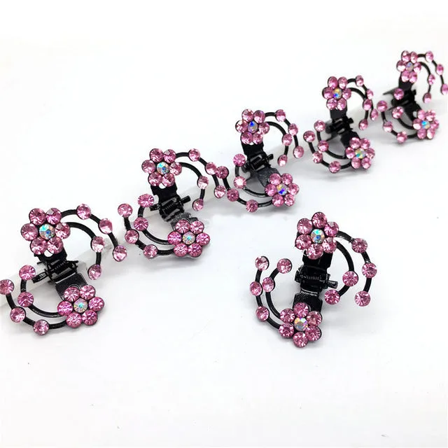 LNRRABC  6 Pcs/Set Rhinestone Flower Hair Clips Clamp Women Lady Hair Claws Bridal Jewelry Hair Accessories Barrettes Hairpin