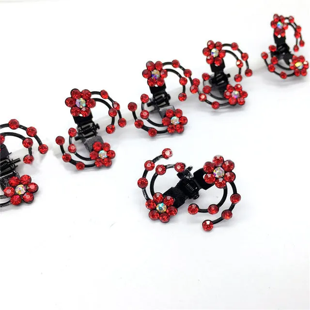 LNRRABC  6 Pcs/Set Rhinestone Flower Hair Clips Clamp Women Lady Hair Claws Bridal Jewelry Hair Accessories Barrettes Hairpin