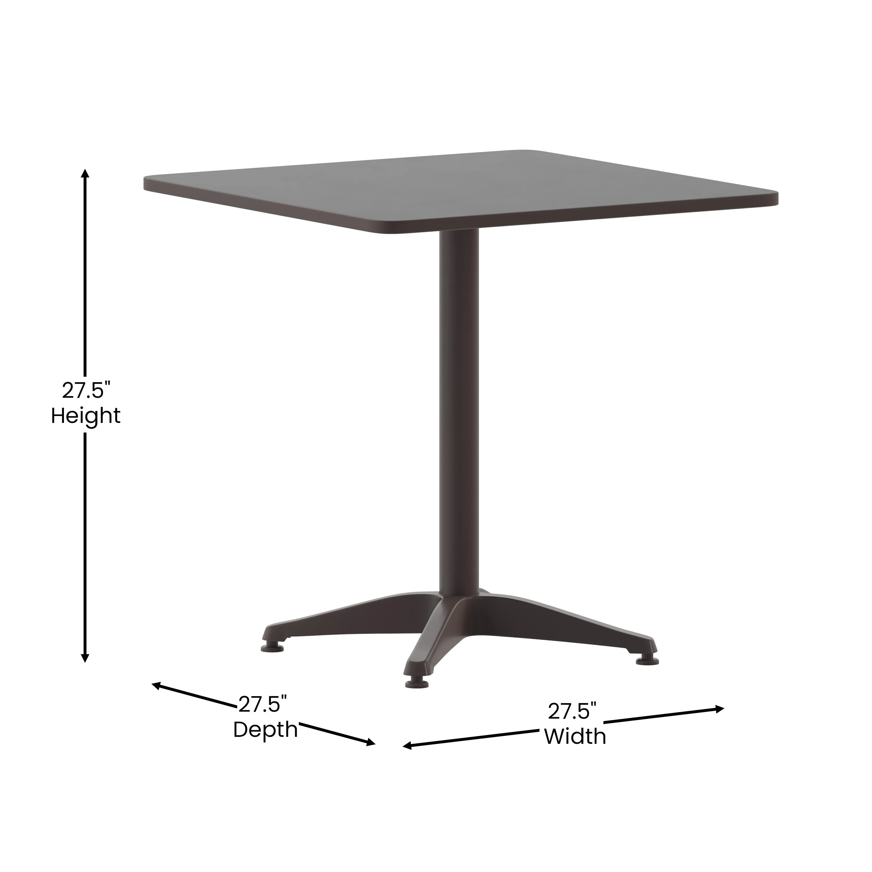 Mellie 27.5'' Square Aluminum Indoor-Outdoor Table with Base