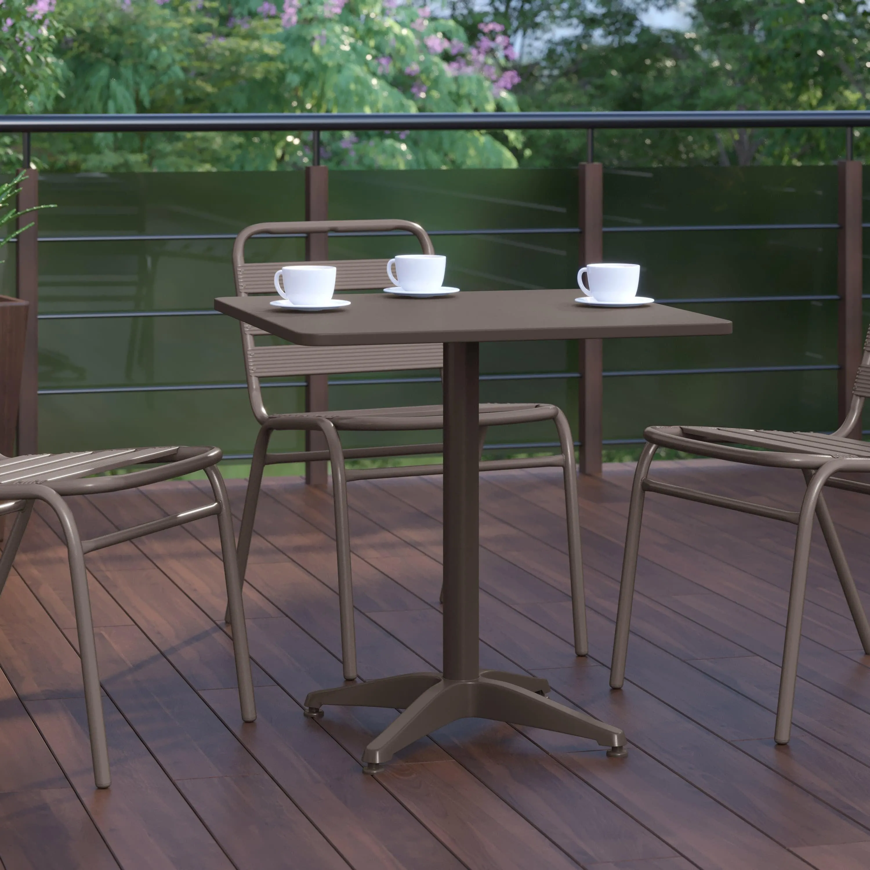 Mellie 27.5'' Square Aluminum Indoor-Outdoor Table with Base