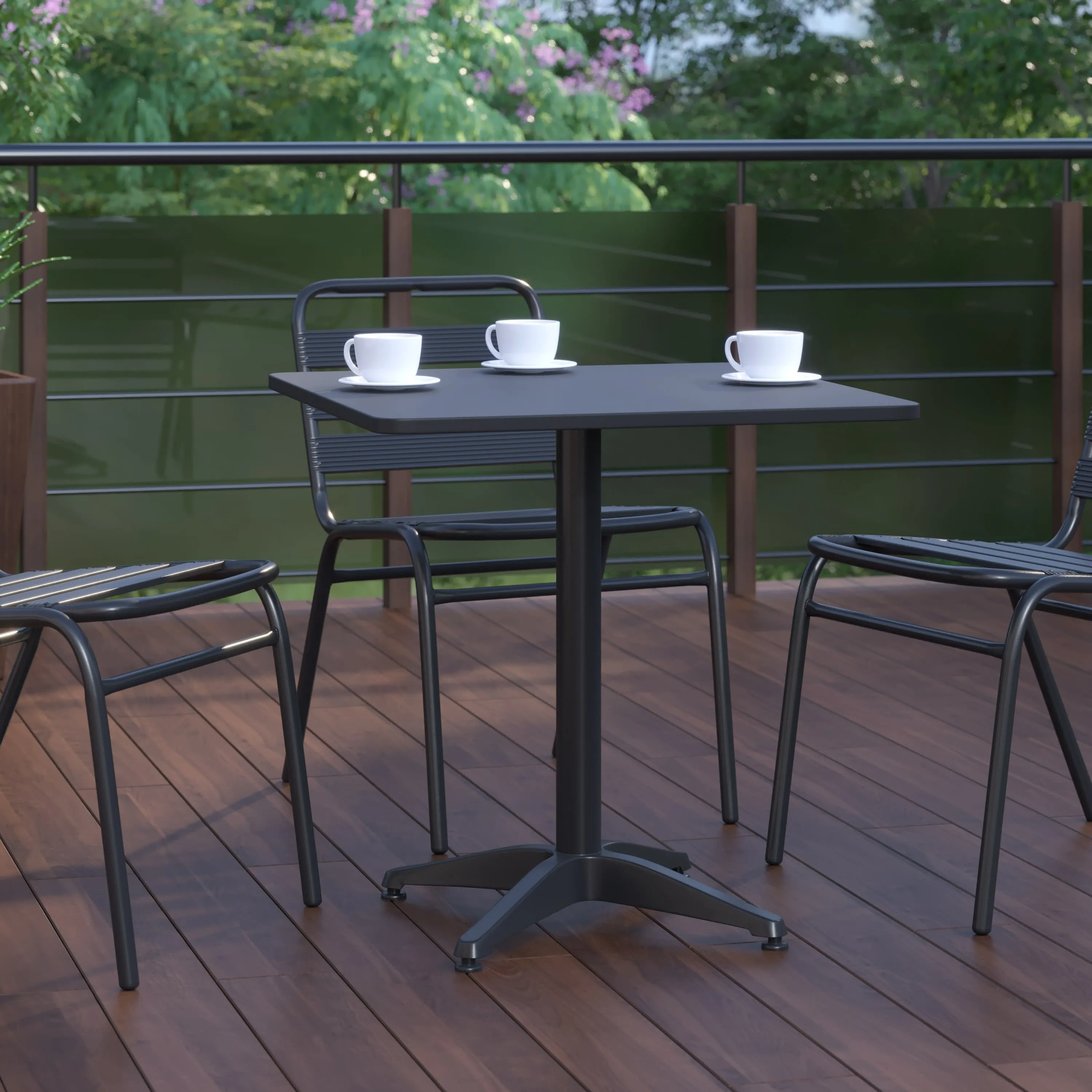 Mellie 27.5'' Square Aluminum Indoor-Outdoor Table with Base