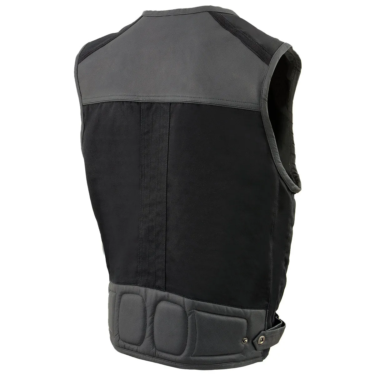 Milwaukee Leather MPM3310 Men's 'Super Utility' Black Leather and Canvas Multi-Pocket Vest