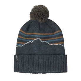 Patagonia Powder Town Beanie Fitz Roy Stripe Knit: Smolder Blue