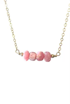 Rhodocrosite Beaded Bar Necklace