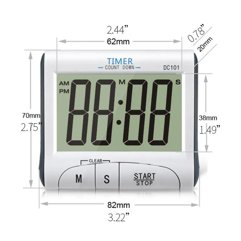 Timer DC101 Three-in-One Large Screen  with Magnet Bracket Timer