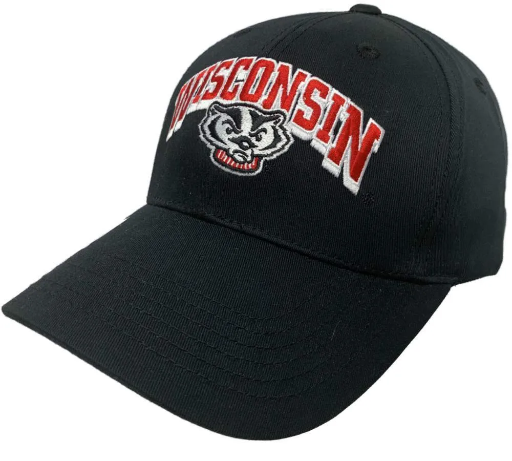 Wisconsin Badgers Captivating Headwear Black Structured Adjustable Strap Hat Cap